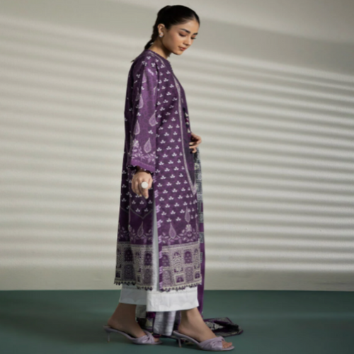 Sapphire Inspired Purple Printed Lawn Suit 3 Piece – Summer Casual Wear for Women in Pakistan